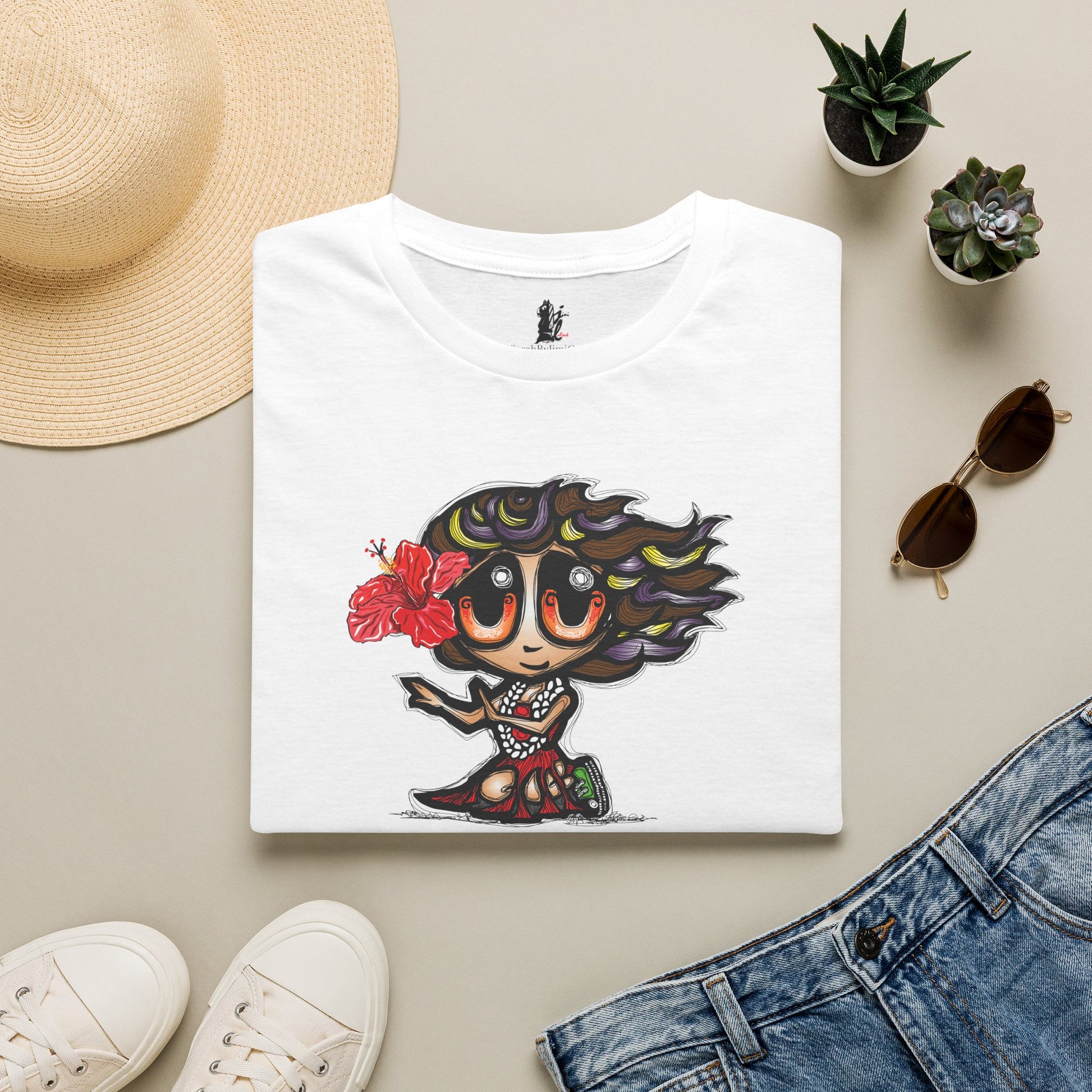 Kosrae Hula Girl T-Shirt — Island of Kosrae Cute Cartoon Island Vibes