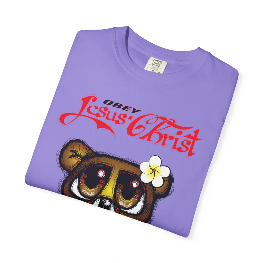 Jesus Christ Bear Graphic T-Shirt — "Obey Jesus Christ" Religious Tee