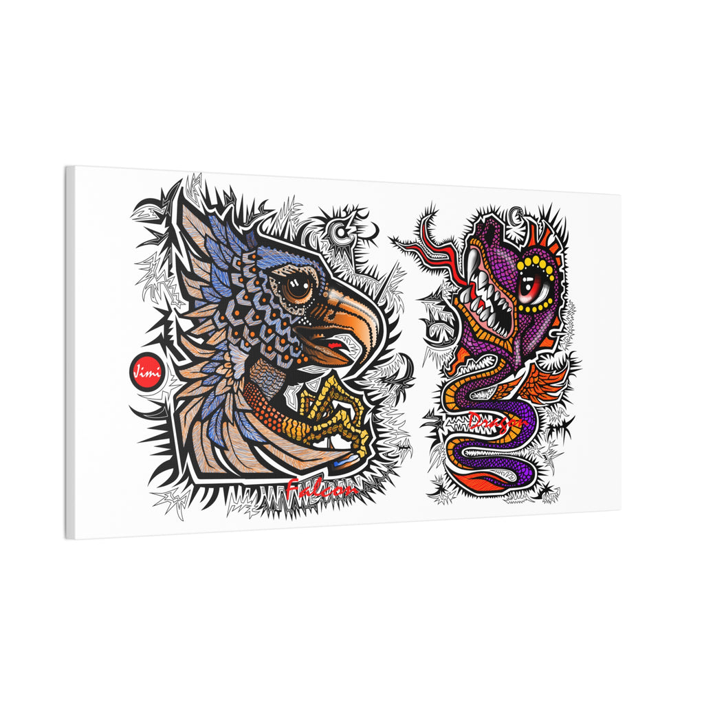 Eagle and Dragon Tattoo-Style Stretched Canvas Print