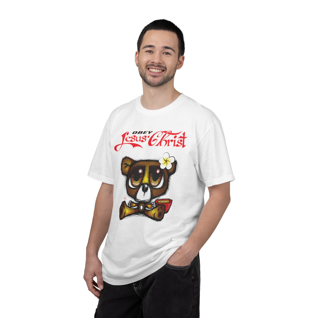 Jesus Christ Bear Graphic T-Shirt — "Obey Jesus Christ" Religious Tee