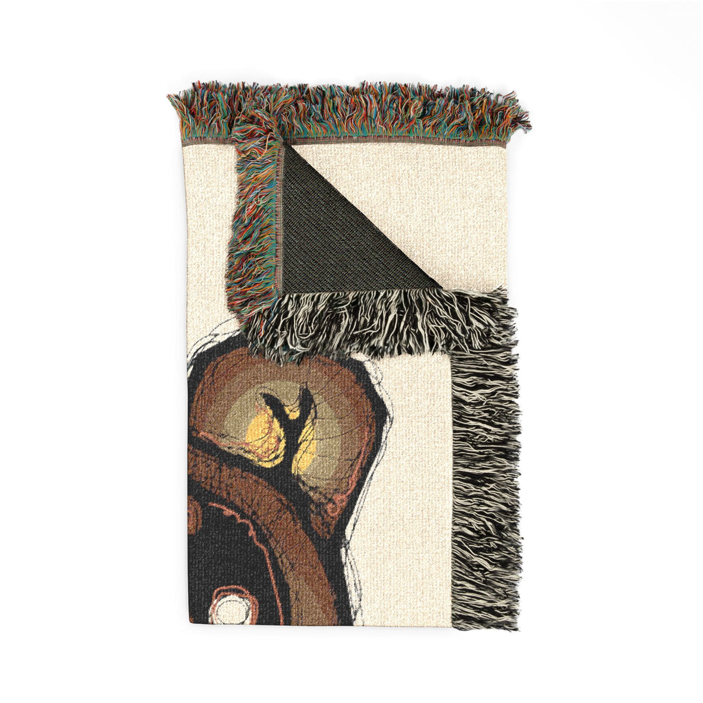 Woven Blanket — Cute Teddy Bear Skull Throw Blanket with Flower Accent