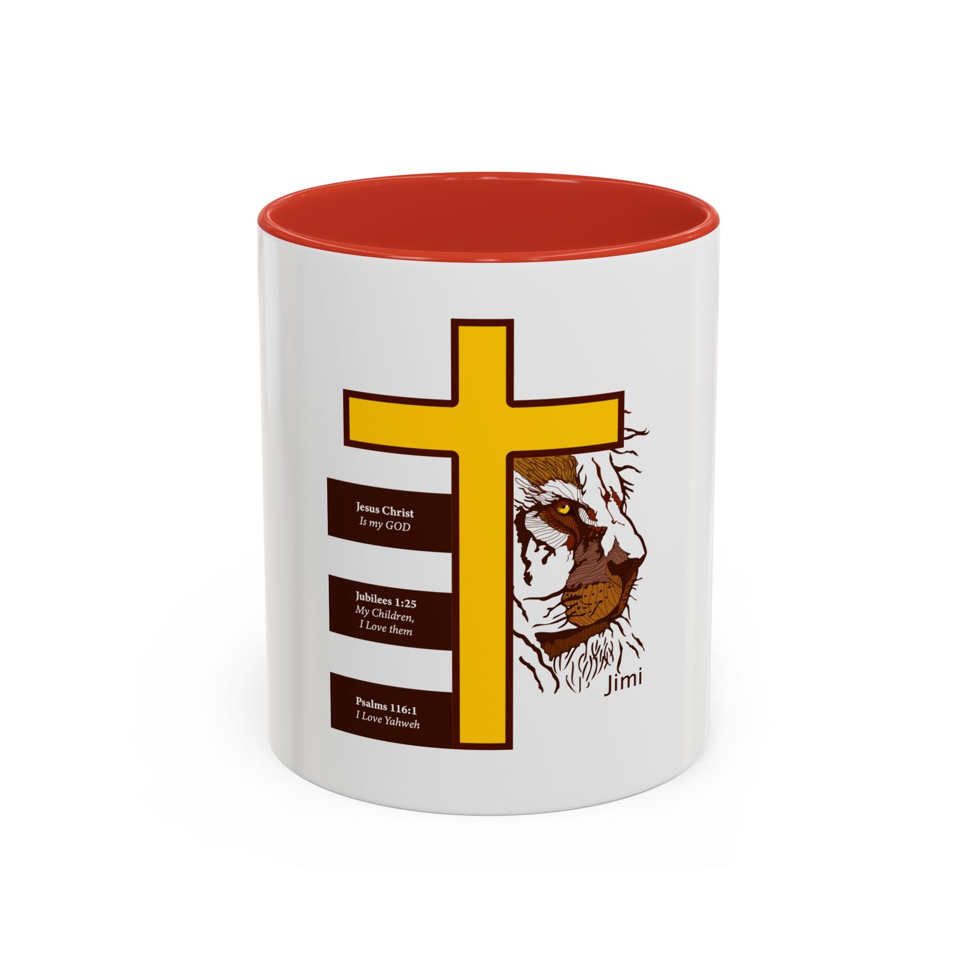 Christian Cross & Lion Accent Coffee Mug — Inspirational Scripture Design (11/15oz)