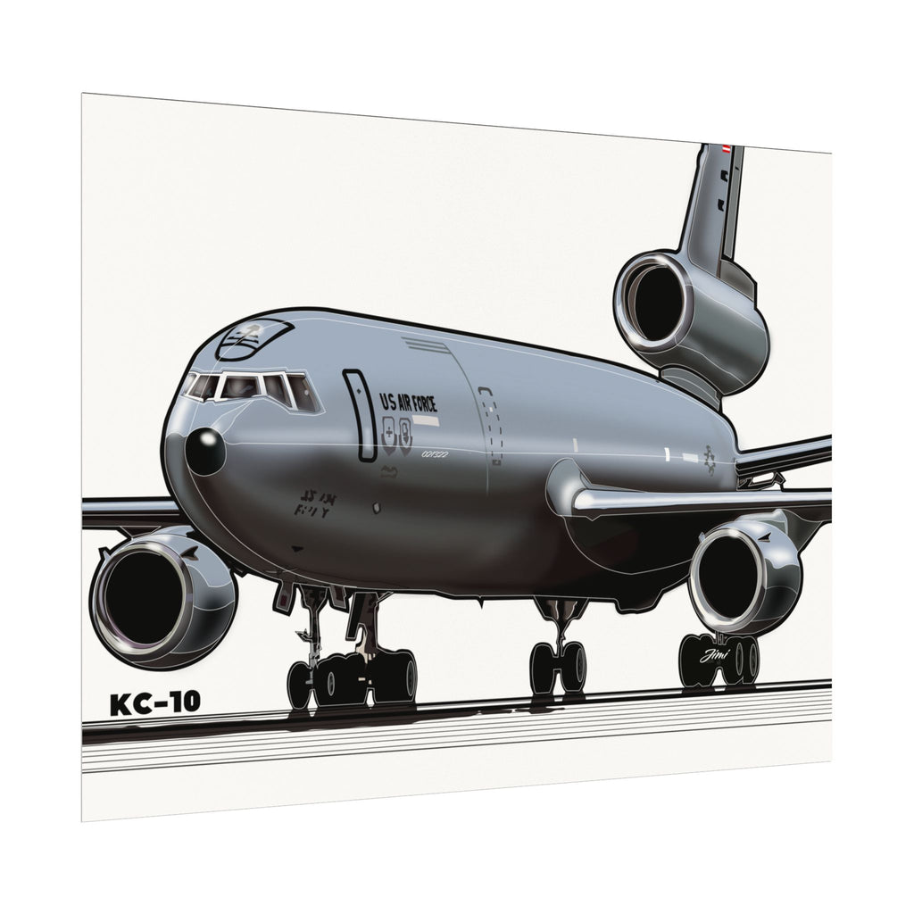 KC‑10 Military Tanker Airplane Matte Poster — Textured Watercolor Aviation Print