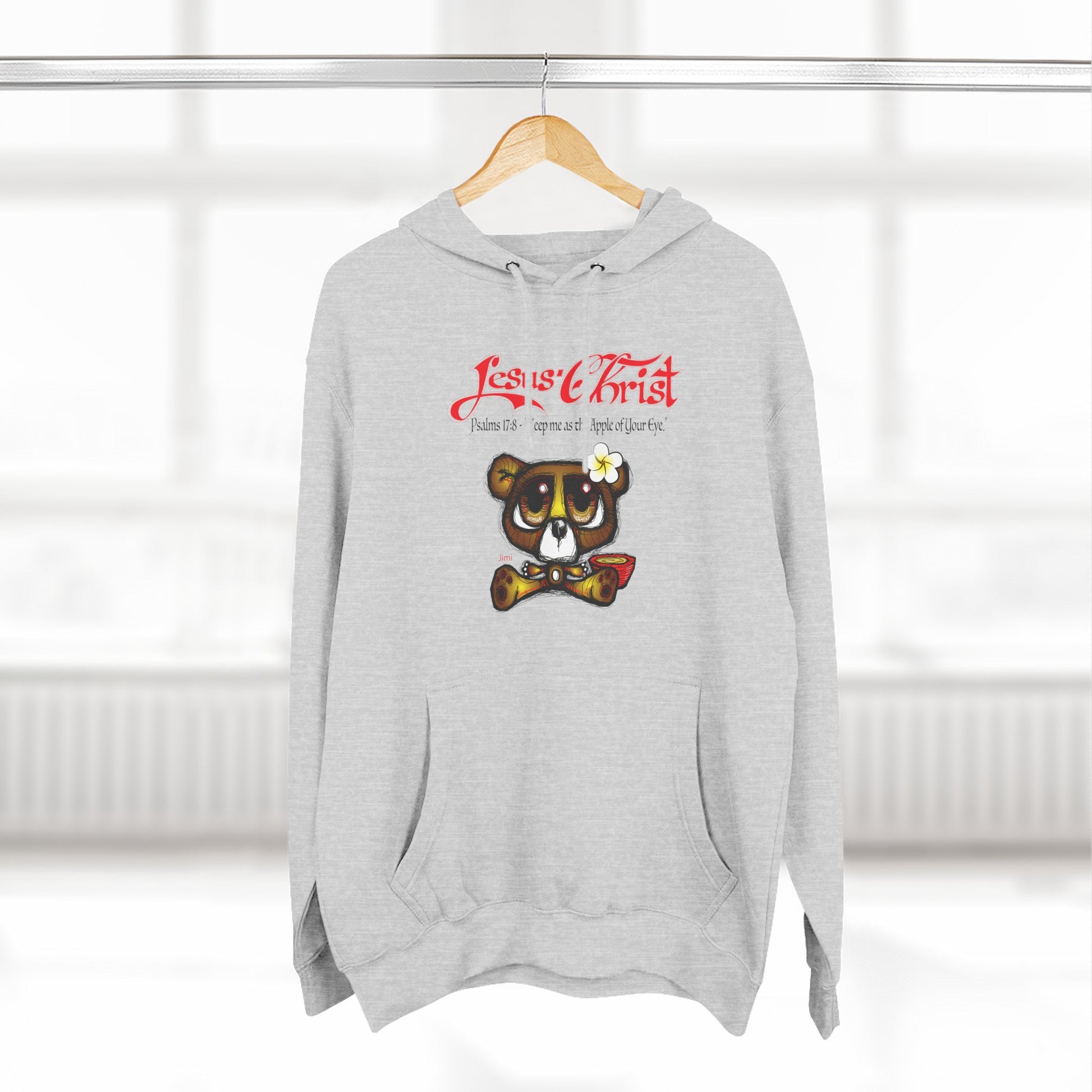 Christian Bear Hoodie – "Jesus Christ" Psalm 23 Inspirational Fleece Pullover