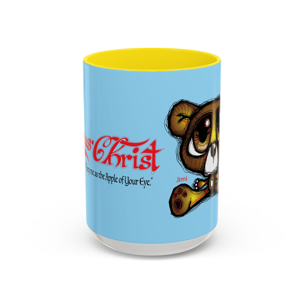 Coffee Mug — Cute Teddy Bear with Ukulele & 'Christ' Script Accent (11/15oz)