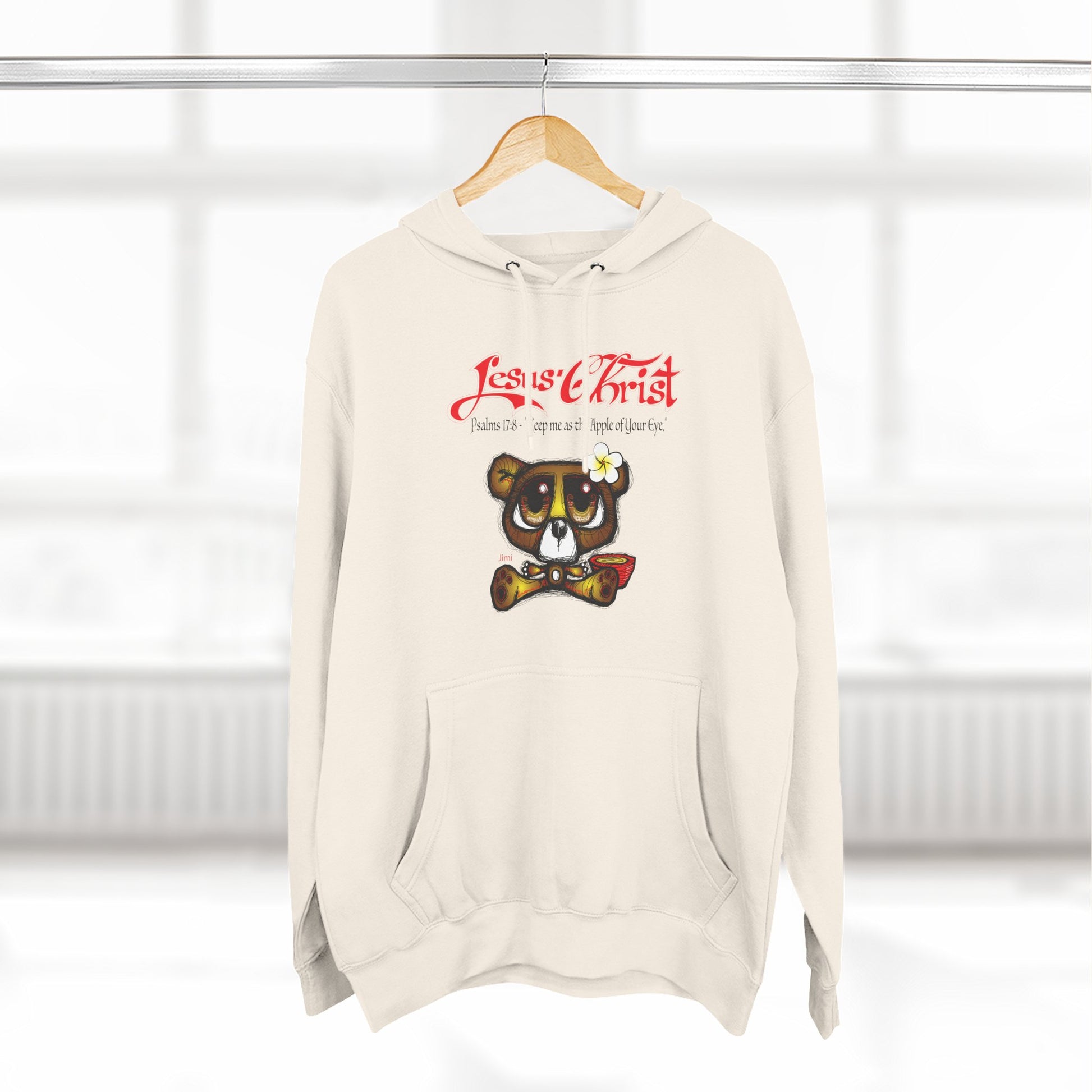 Christian Bear Hoodie – "Jesus Christ" Psalm 23 Inspirational Fleece Pullover