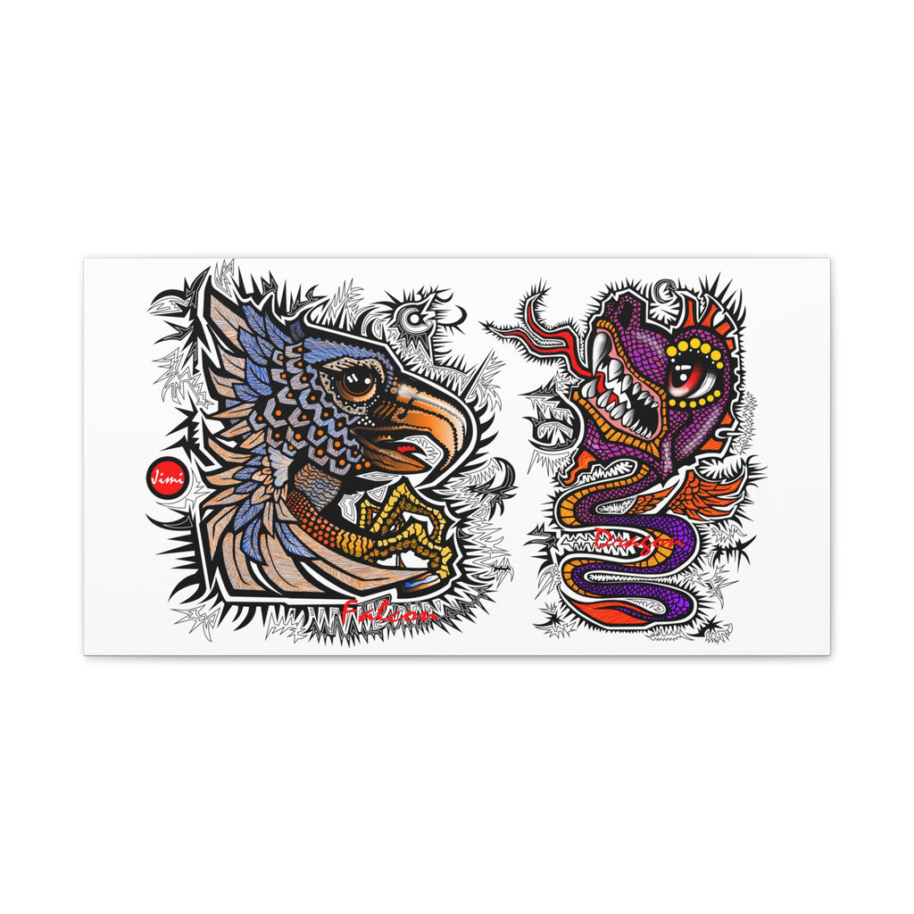 Eagle and Dragon Tattoo-Style Stretched Canvas Print