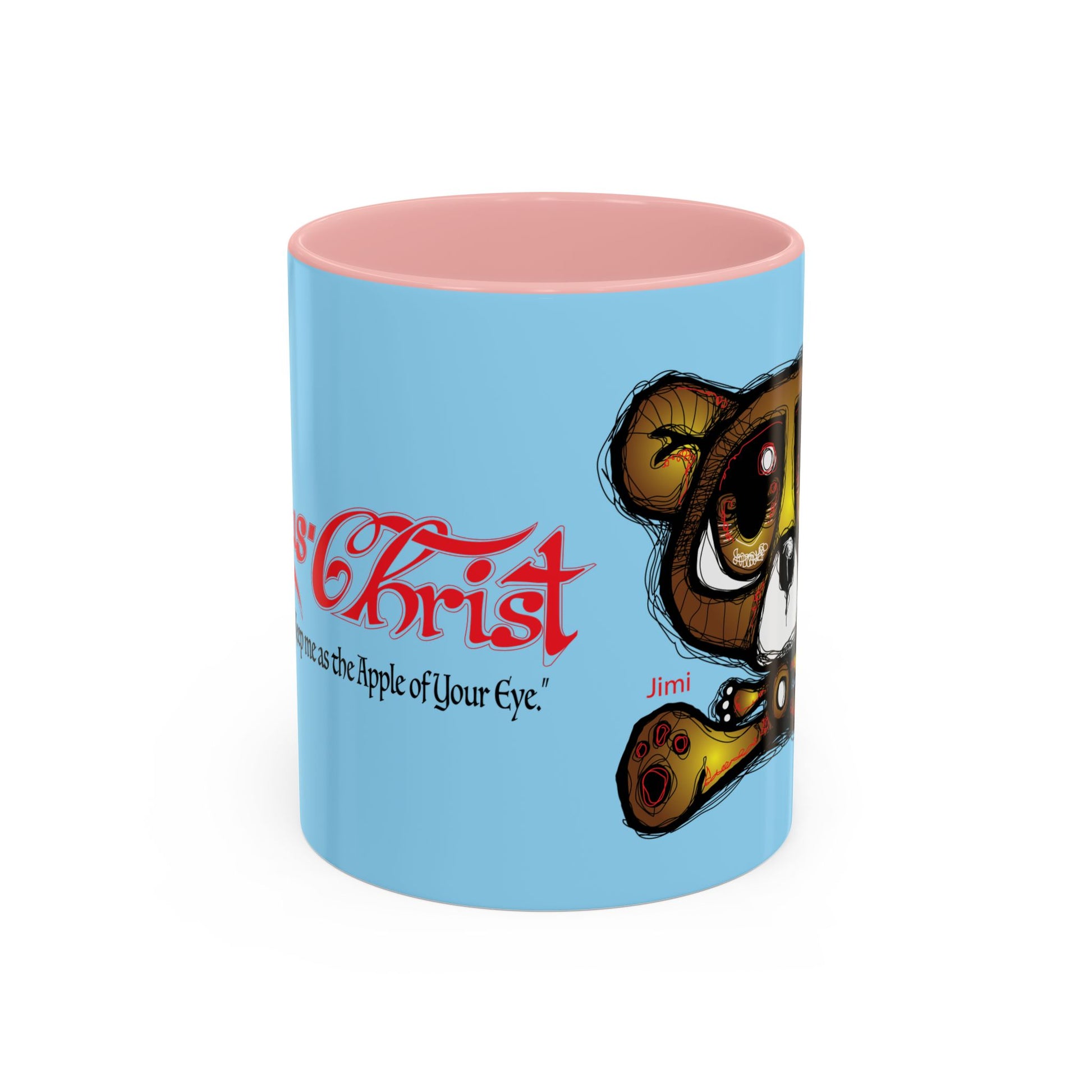 Coffee Mug — Cute Teddy Bear with Ukulele & 'Christ' Script Accent (11/15oz)