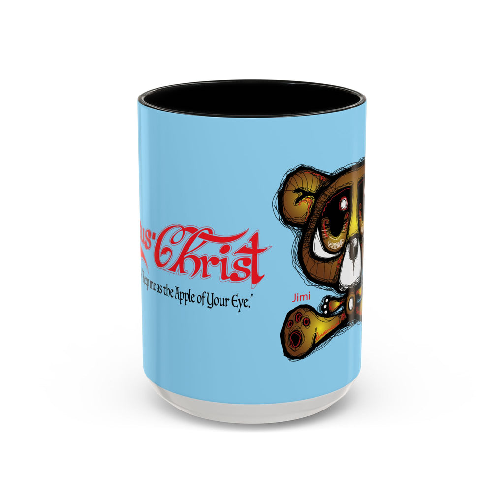 Coffee Mug — Cute Teddy Bear with Ukulele & 'Christ' Script Accent (11/15oz)