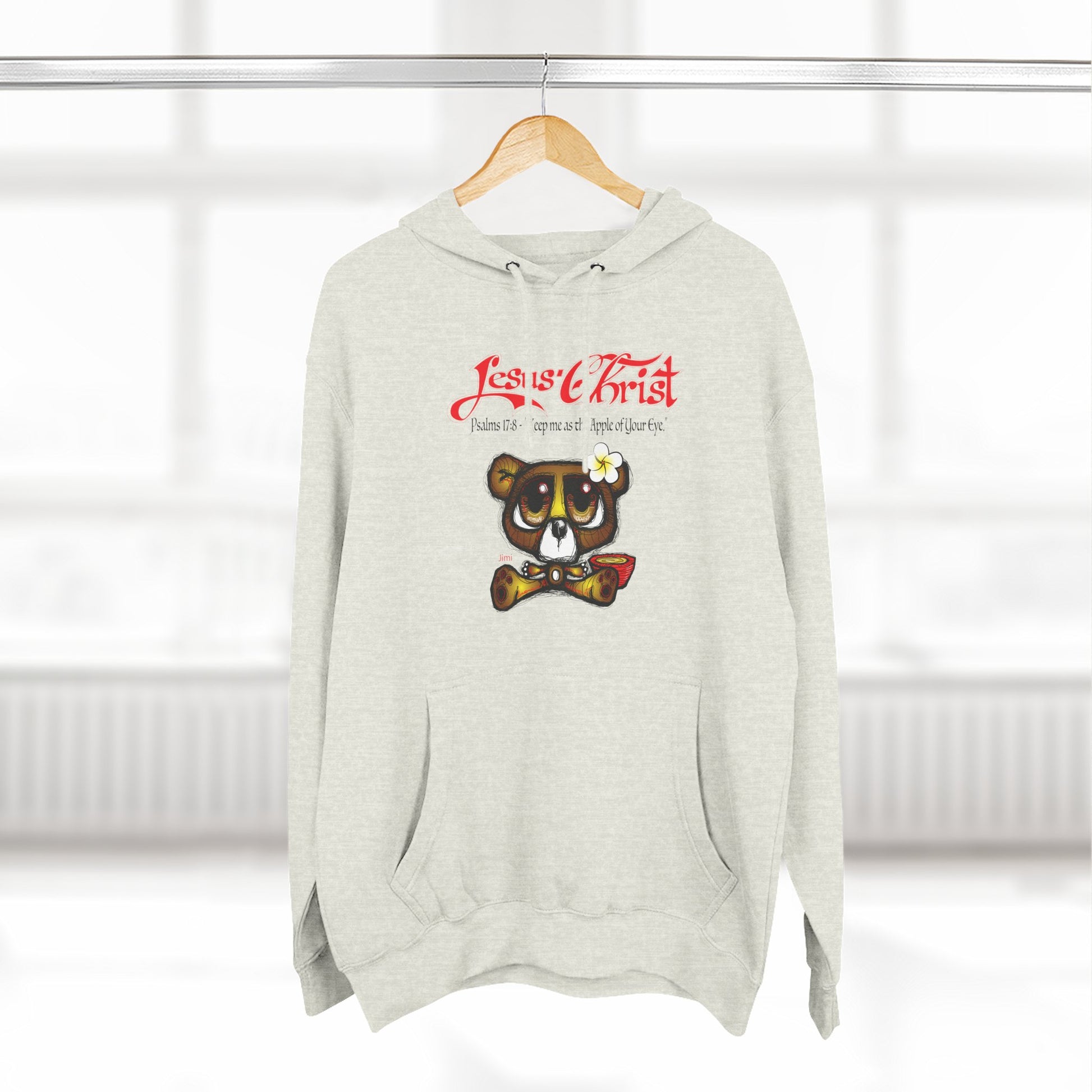Christian Bear Hoodie – "Jesus Christ" Psalm 23 Inspirational Fleece Pullover