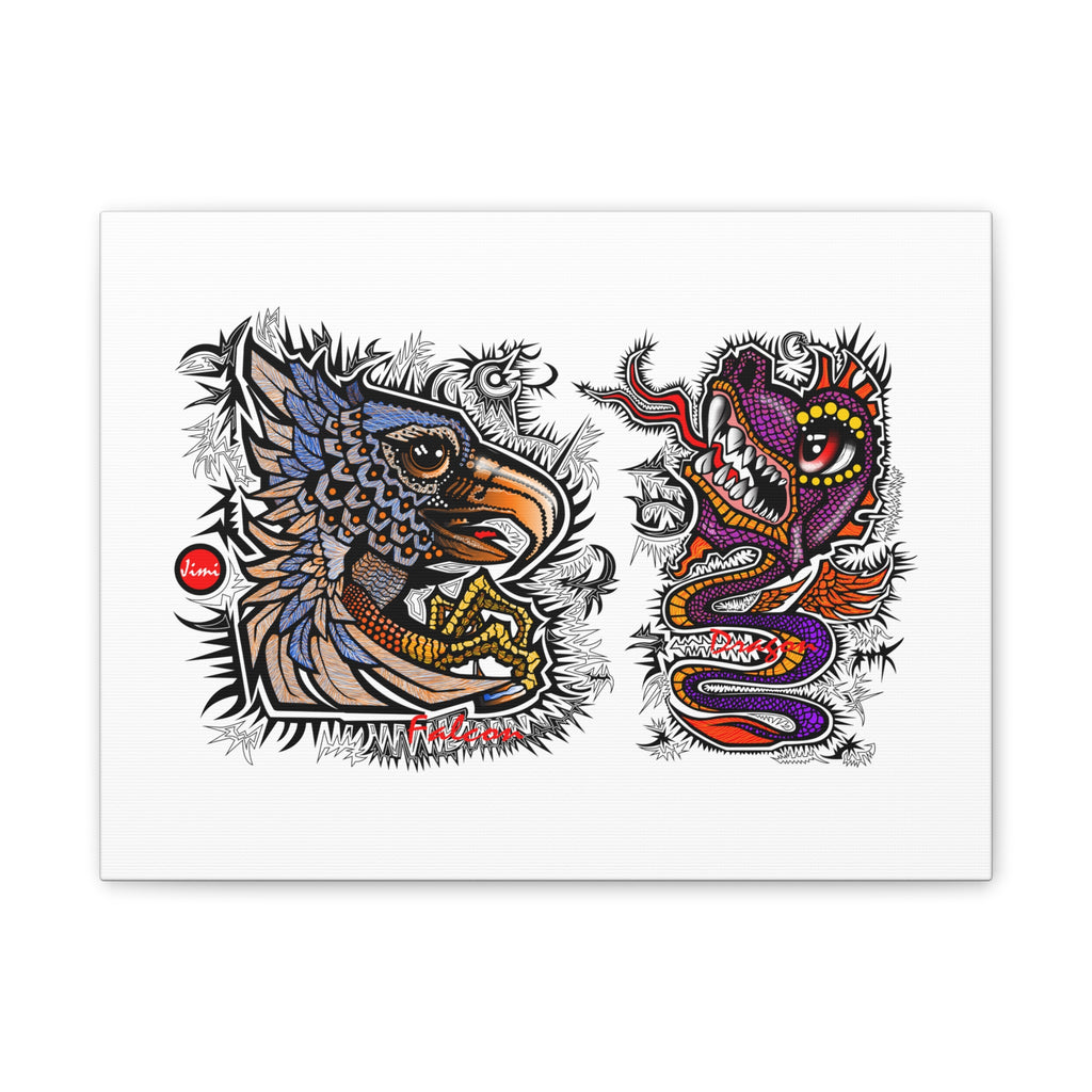 Eagle and Dragon Tattoo-Style Stretched Canvas Print