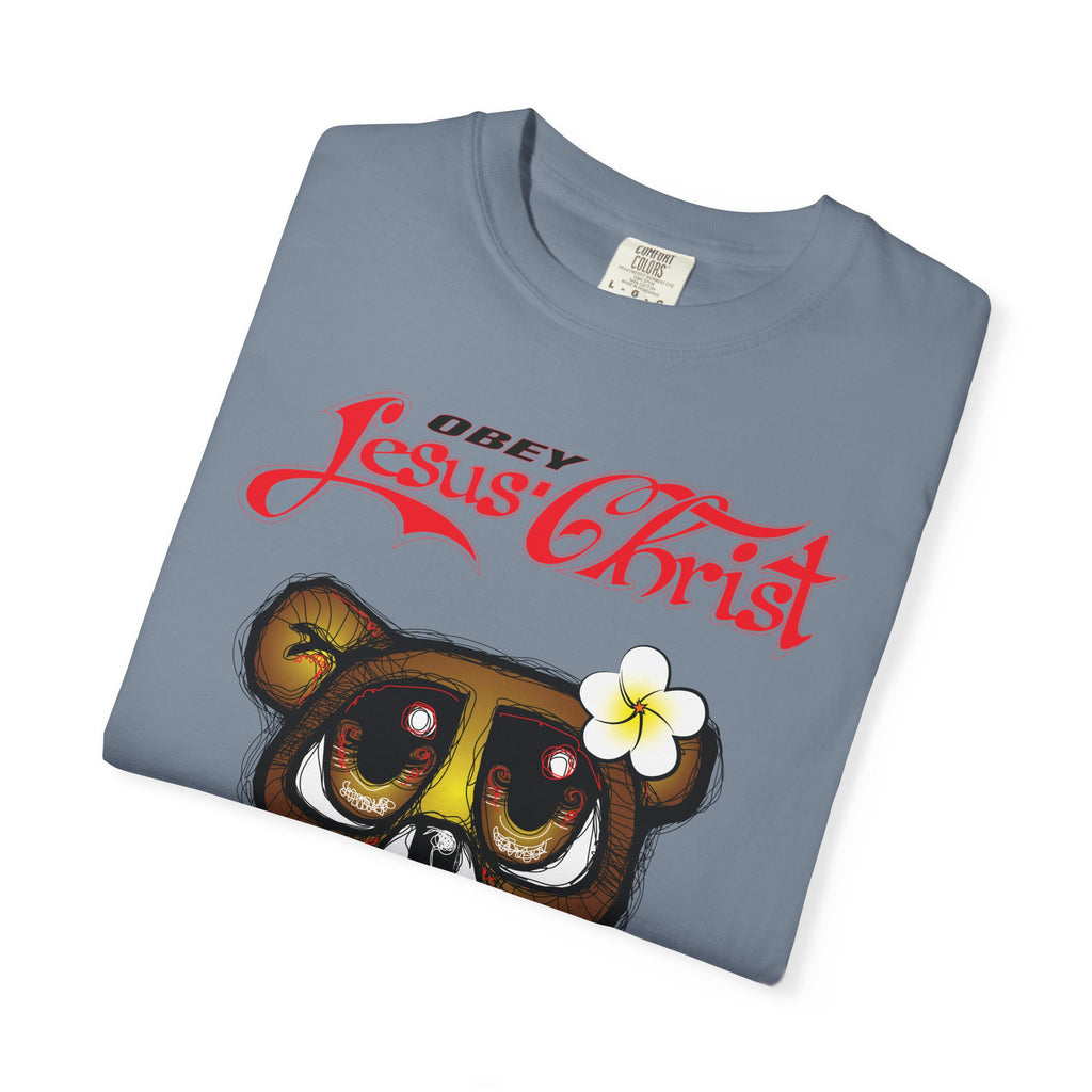 Jesus Christ Bear Graphic T-Shirt — "Obey Jesus Christ" Religious Tee