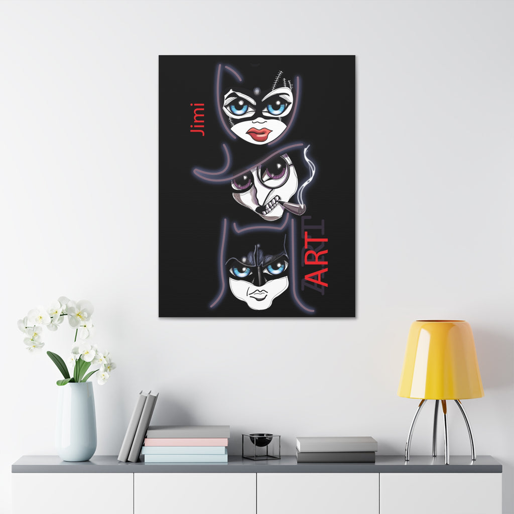 Canvas Art Print - Neon Noir Trio Faces («Jimi»), Stretched 1.5"