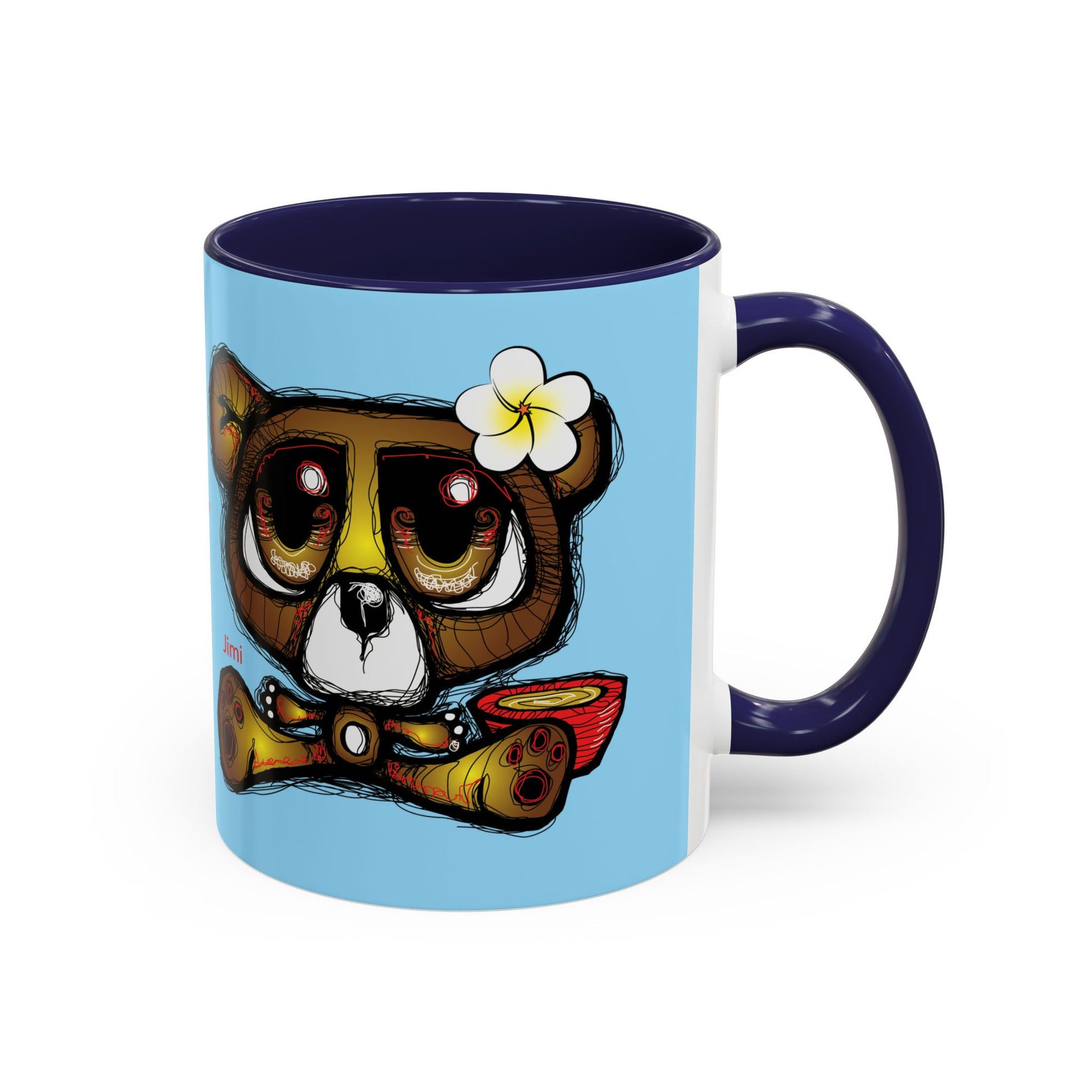 Coffee Mug — Cute Teddy Bear with Ukulele & 'Christ' Script Accent (11/15oz)
