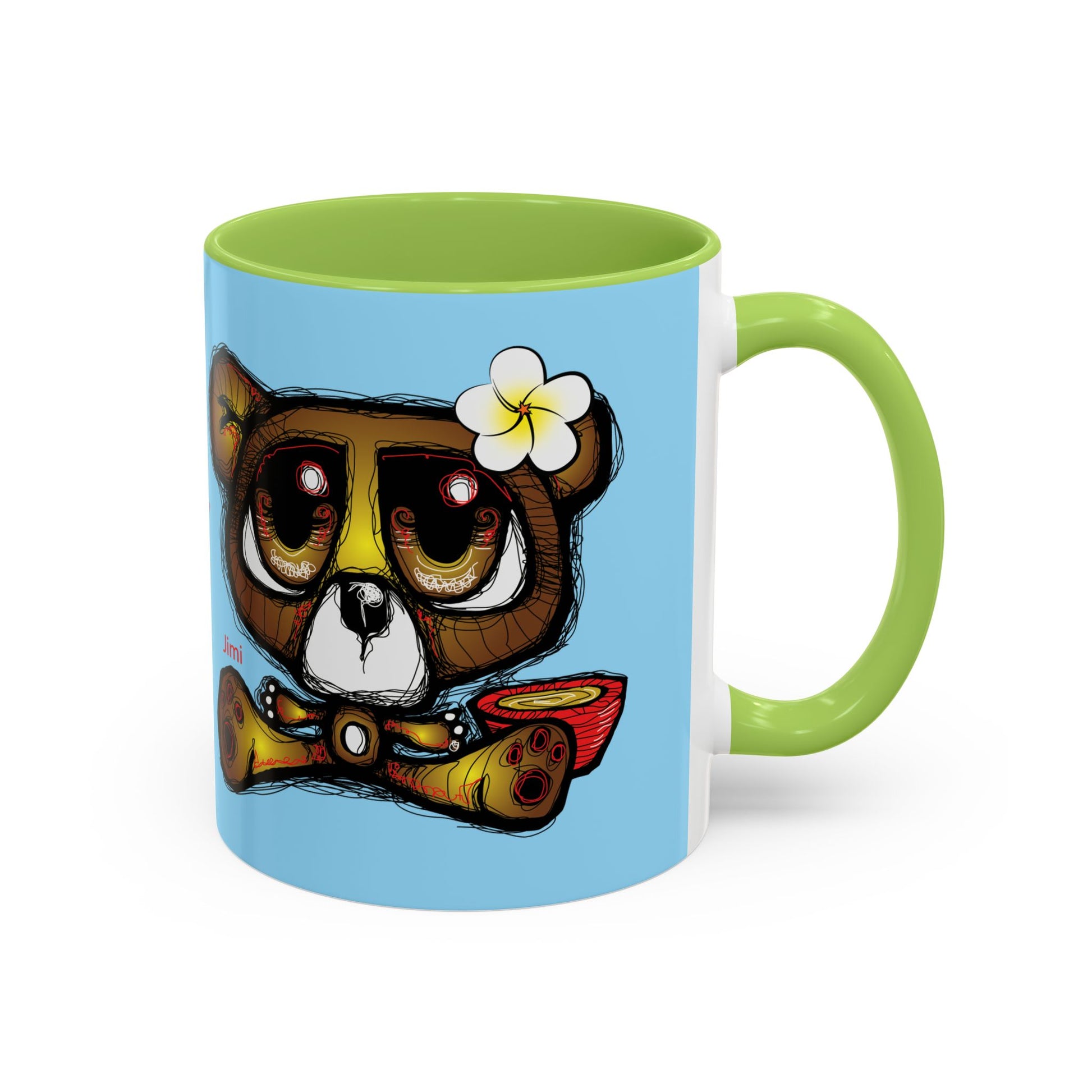 Coffee Mug — Cute Teddy Bear with Ukulele & 'Christ' Script Accent (11/15oz)
