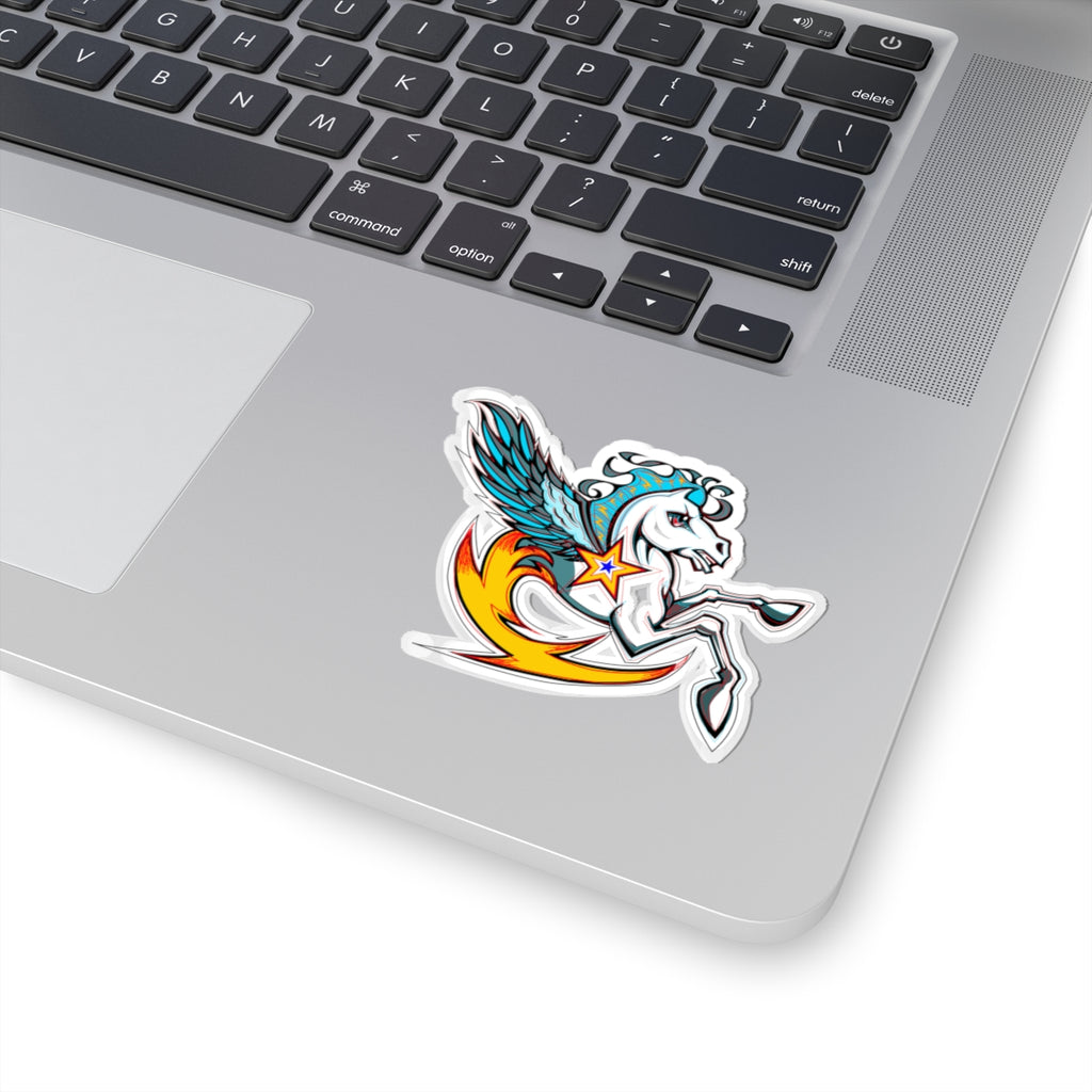 Pegasus Flame Kiss-Cut Sticker — Colorful Winged Horse Laptop Decal