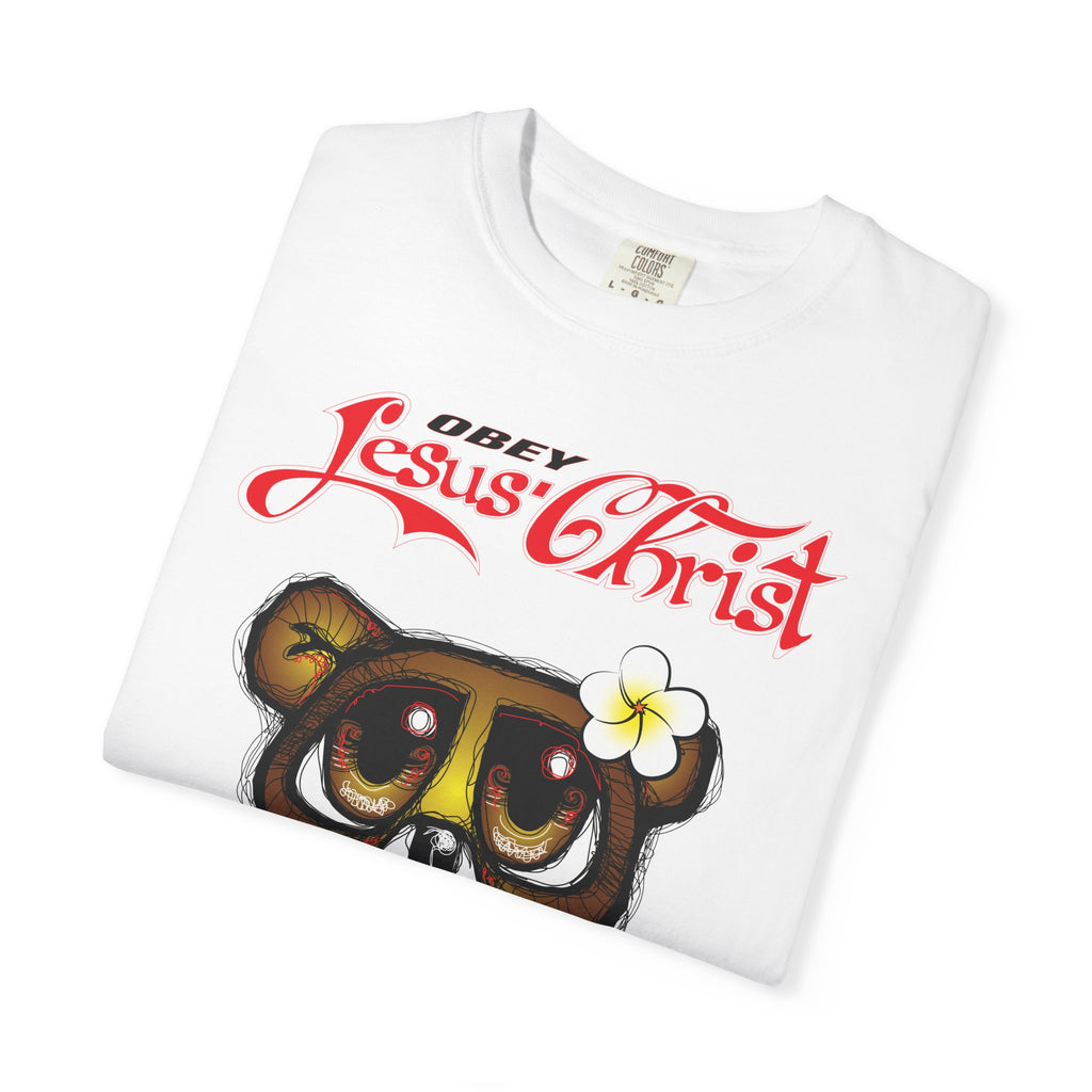 Jesus Christ Bear Graphic T-Shirt — "Obey Jesus Christ" Religious Tee