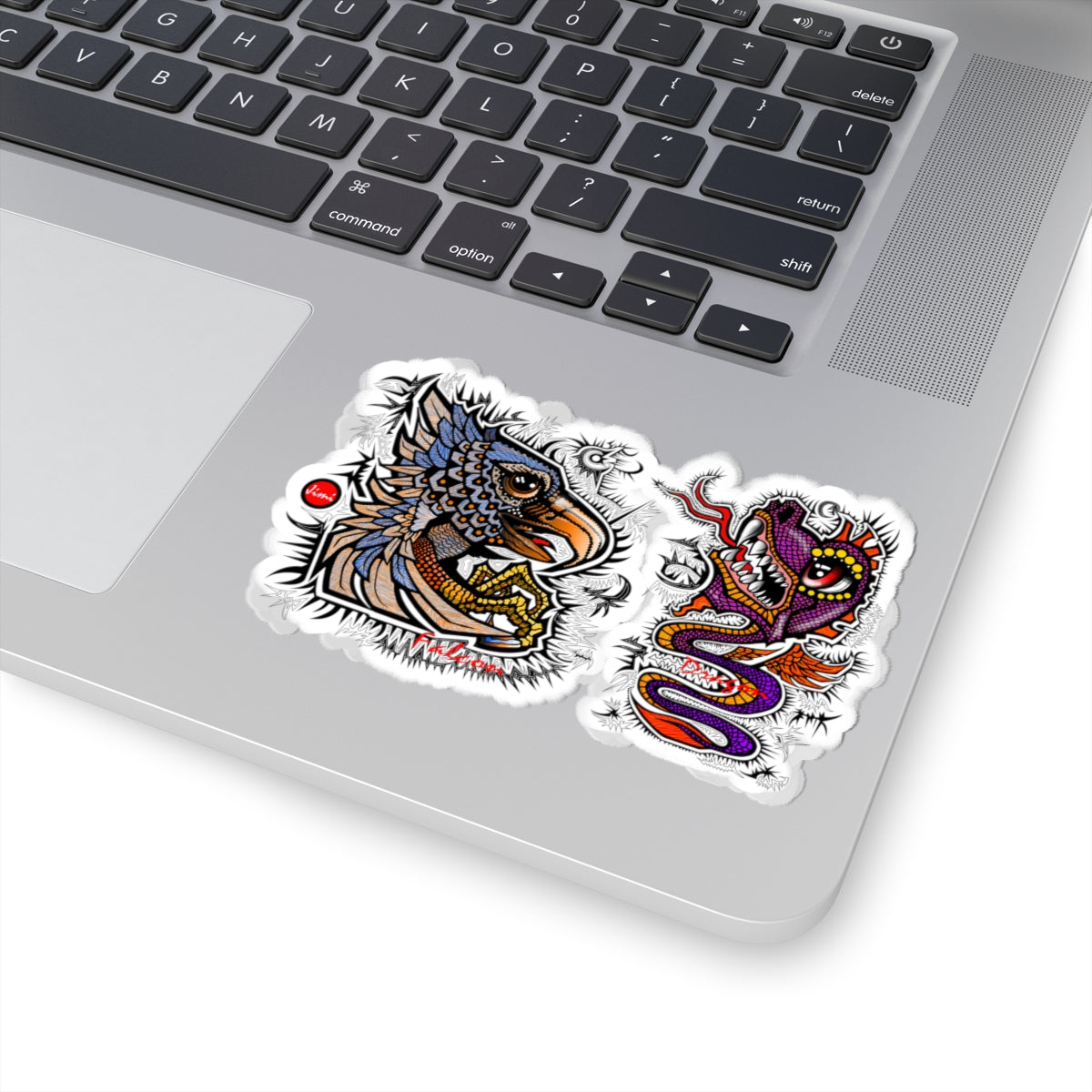 Colorful Fantasy Kiss-Cut Stickers, Dragon & Griffin, Laptop Decor, Unique Gift, Art Stickers, Fantasy Art Decor