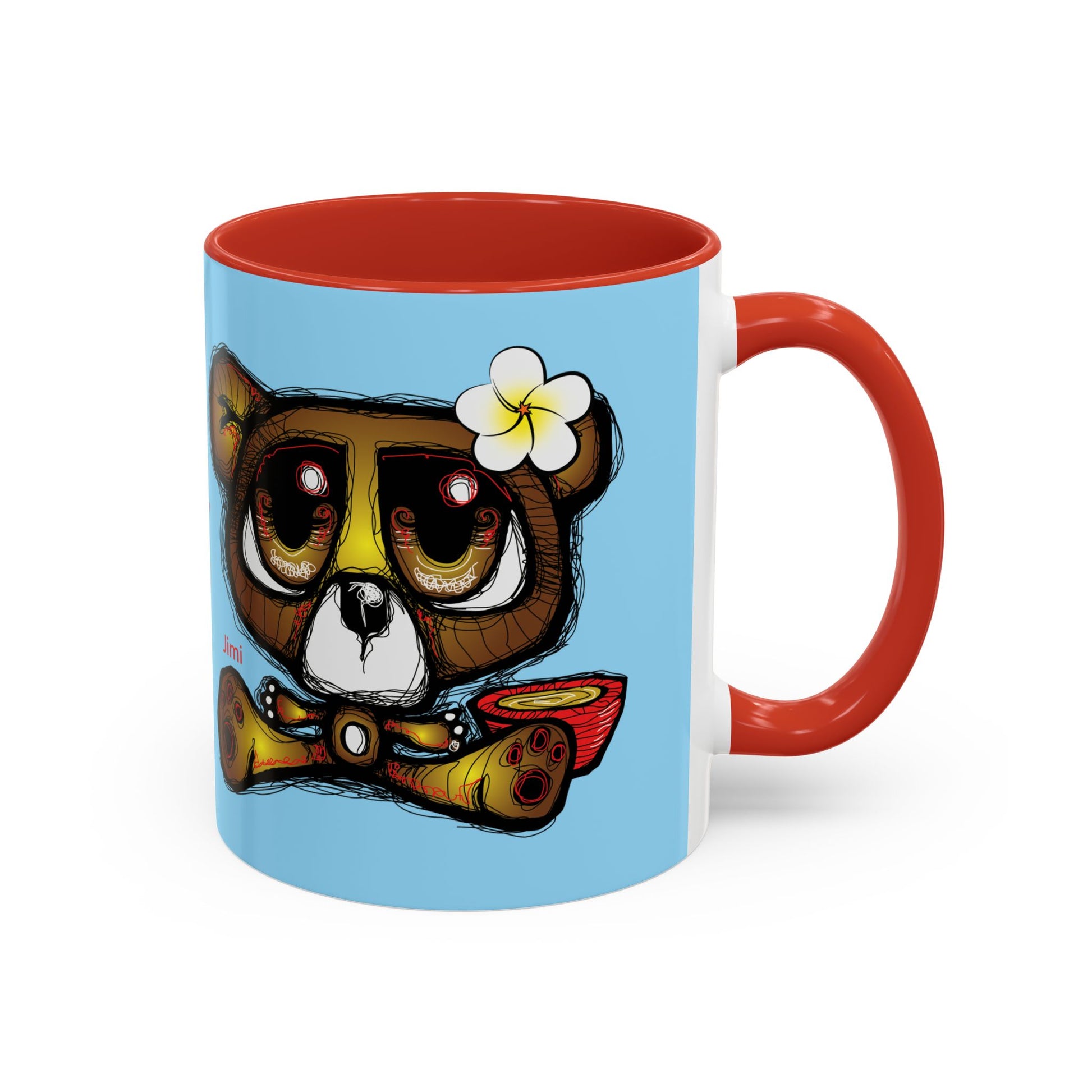 Coffee Mug — Cute Teddy Bear with Ukulele & 'Christ' Script Accent (11/15oz)