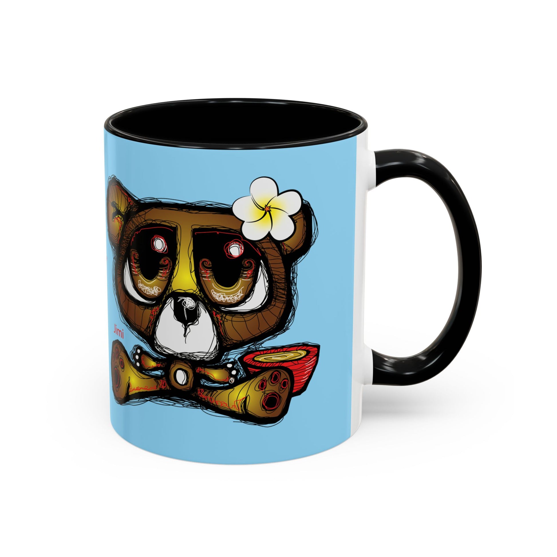 Coffee Mug — Cute Teddy Bear with Ukulele & 'Christ' Script Accent (11/15oz)
