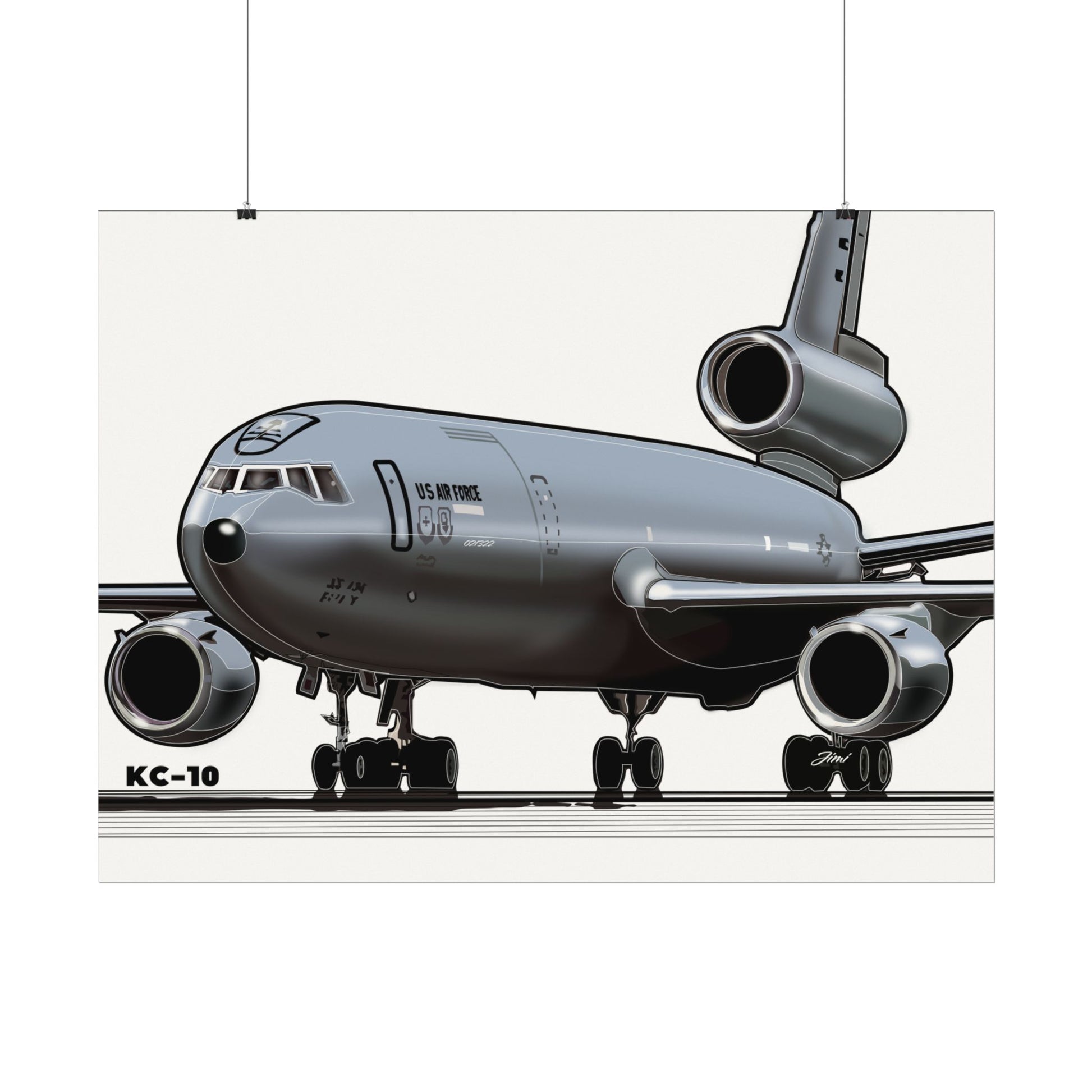 KC‑10 Military Tanker Airplane Matte Poster — Textured Watercolor Aviation Print