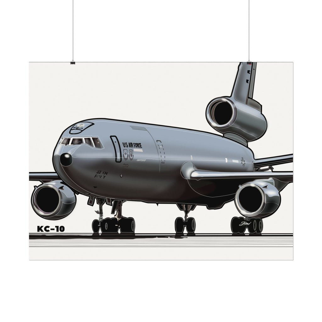 KC‑10 Military Tanker Airplane Matte Poster — Textured Watercolor Aviation Print