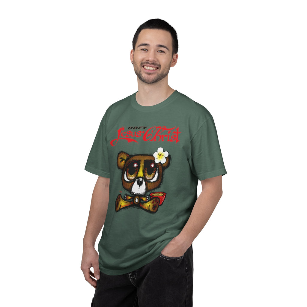 Jesus Christ Bear Graphic T-Shirt — "Obey Jesus Christ" Religious Tee