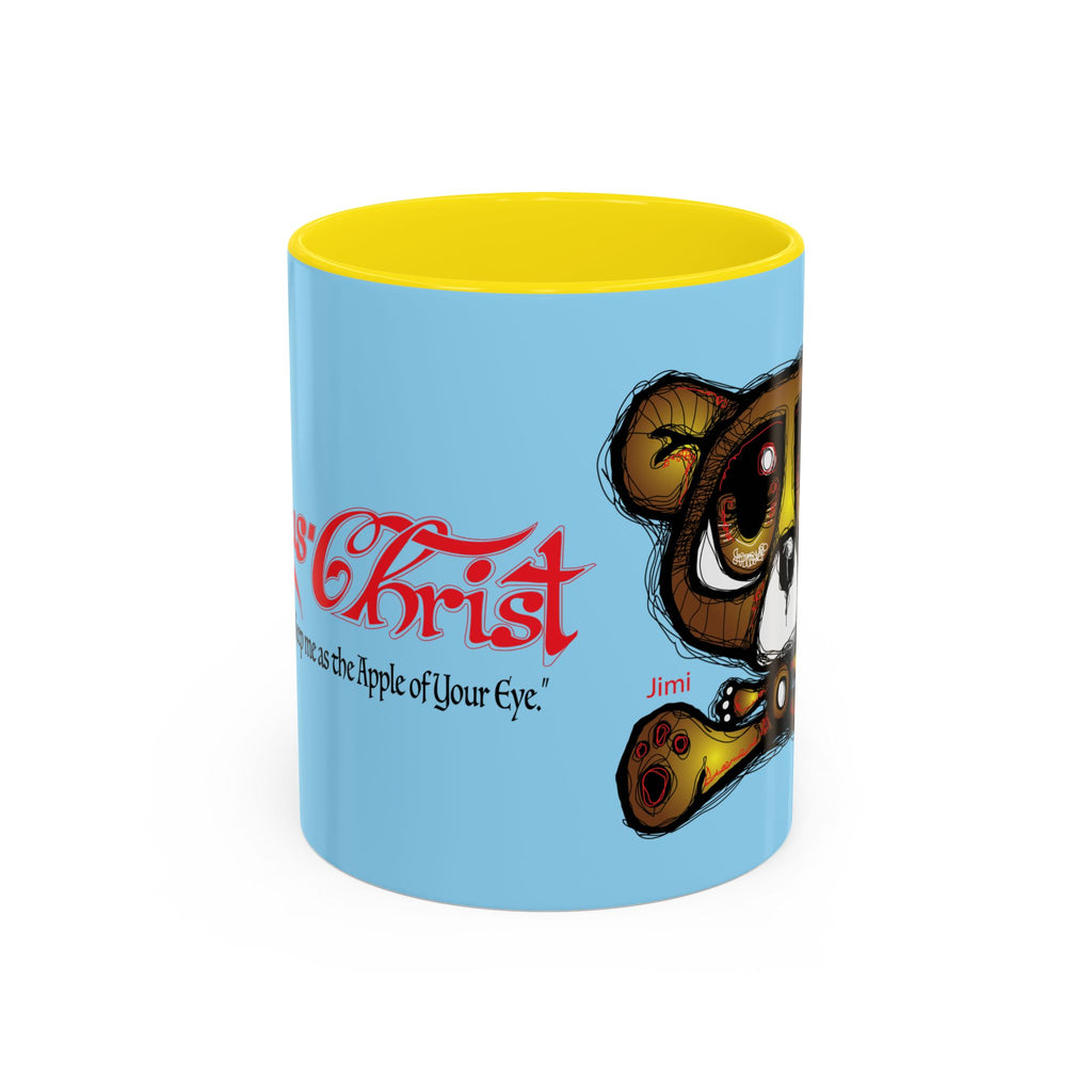 Coffee Mug — Cute Teddy Bear with Ukulele & 'Christ' Script Accent (11/15oz)