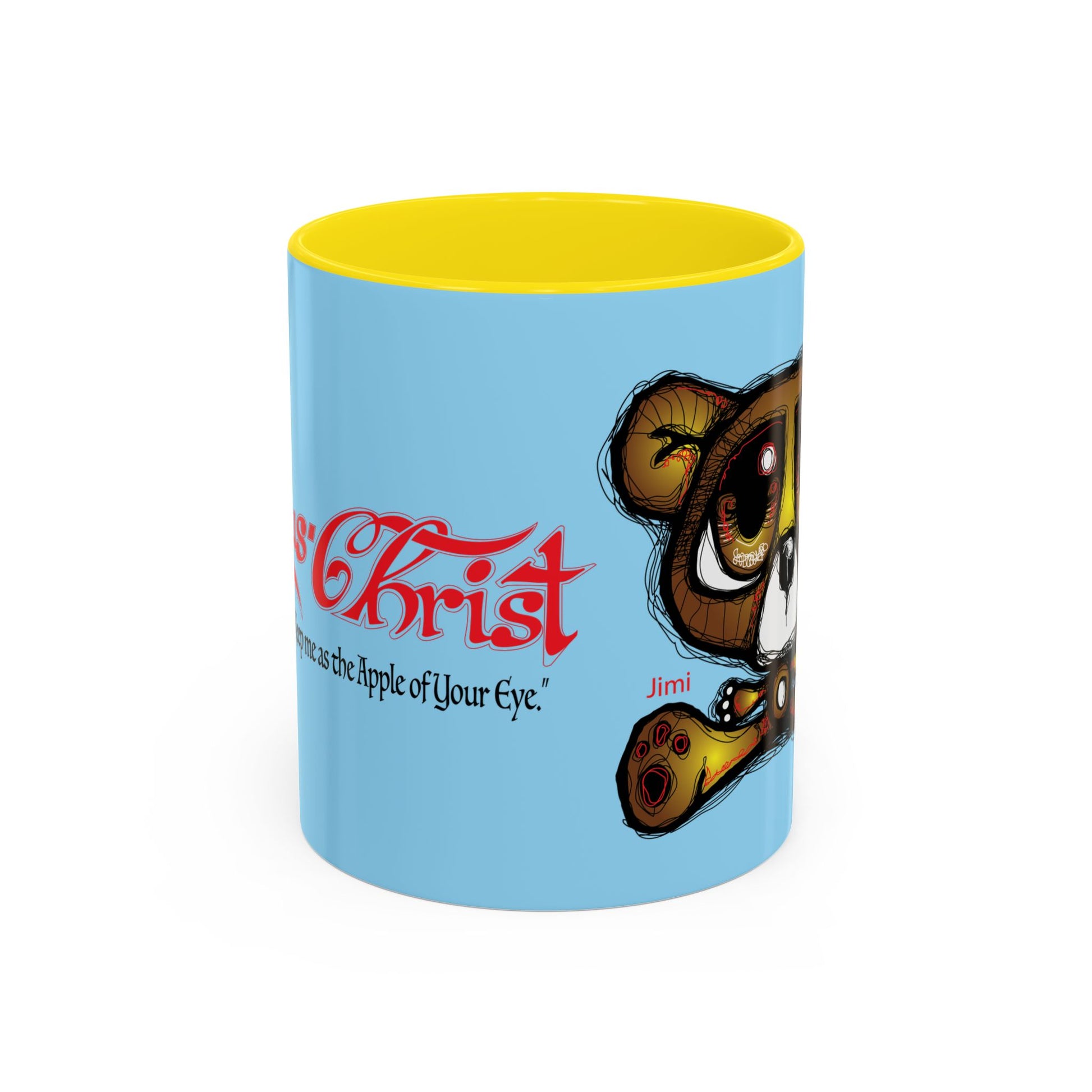 Coffee Mug — Cute Teddy Bear with Ukulele & 'Christ' Script Accent (11/15oz)