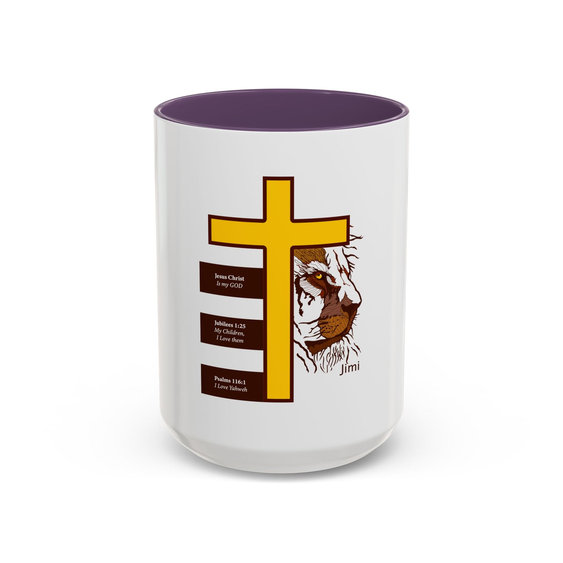 Christian Cross & Lion Accent Coffee Mug — Inspirational Scripture Design (11/15oz)