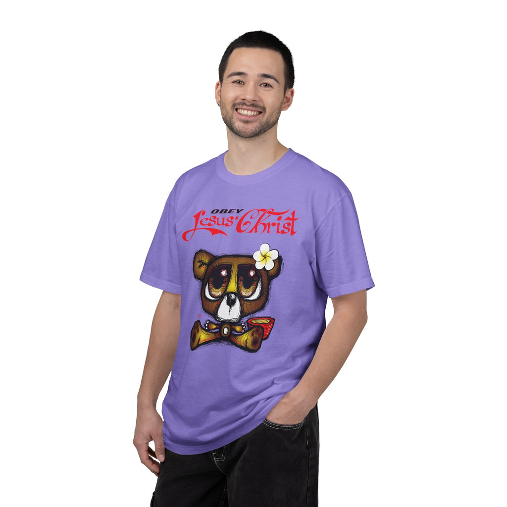 Jesus Christ Bear Graphic T-Shirt — "Obey Jesus Christ" Religious Tee