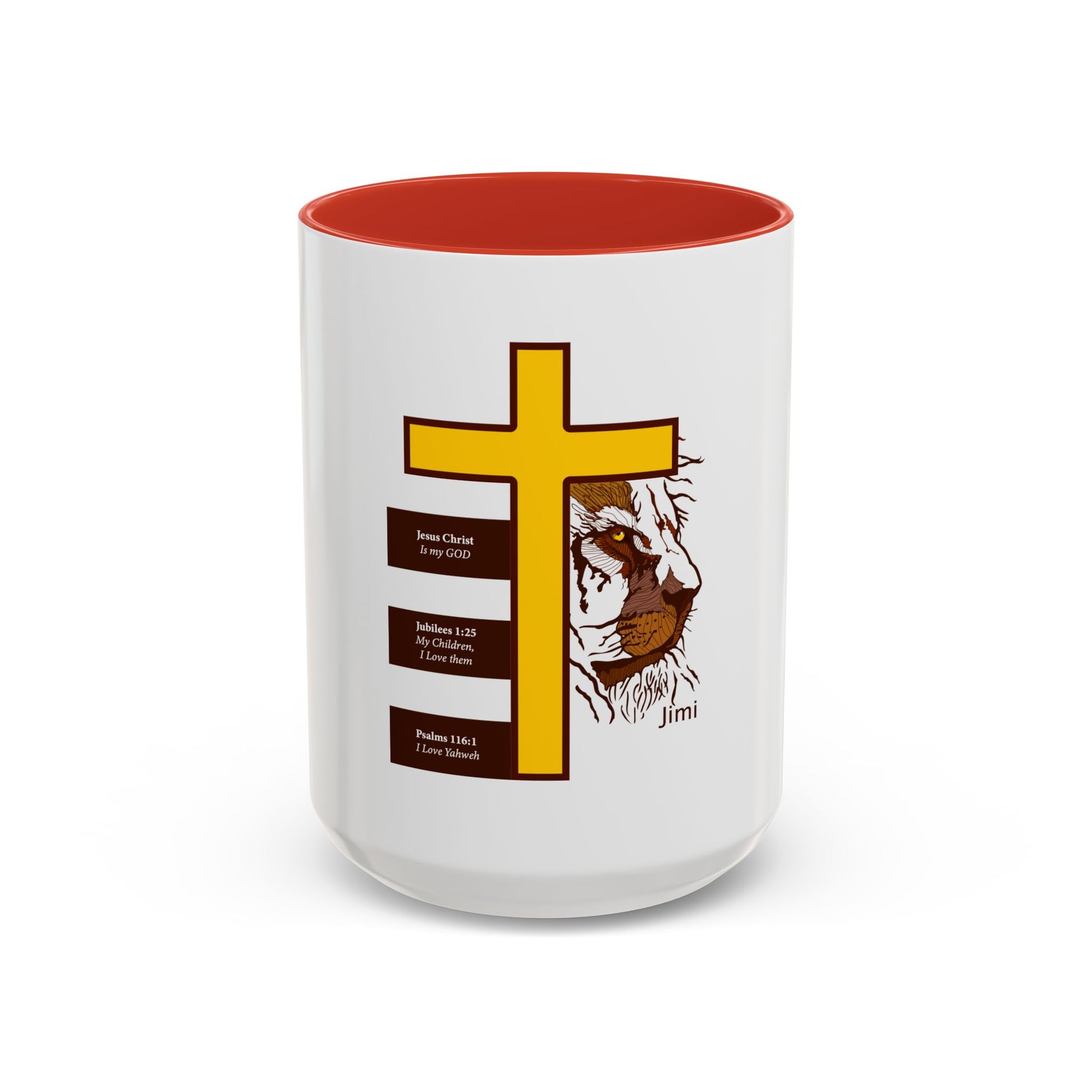 Christian Cross & Lion Accent Coffee Mug — Inspirational Scripture Design (11/15oz)