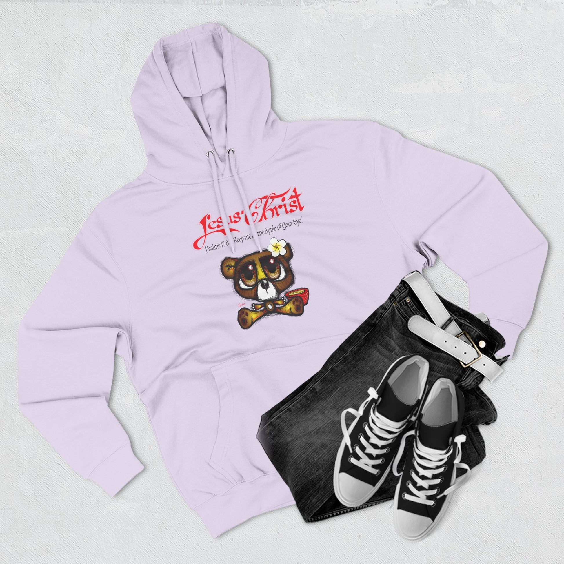 Christian Bear Hoodie – "Jesus Christ" Psalm 23 Inspirational Fleece Pullover