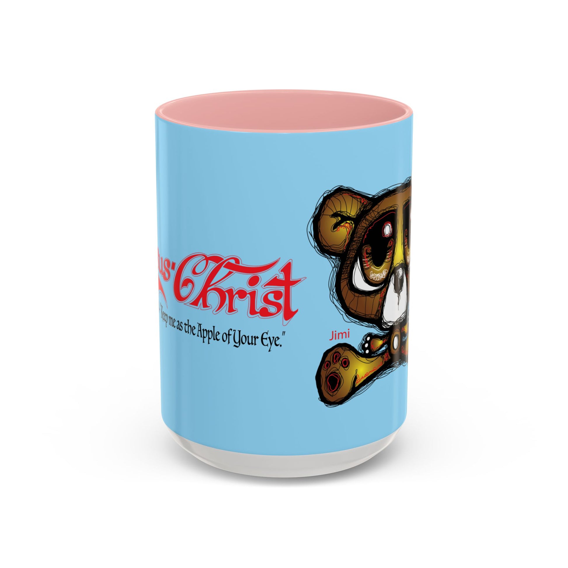 Coffee Mug — Cute Teddy Bear with Ukulele & 'Christ' Script Accent (11/15oz)