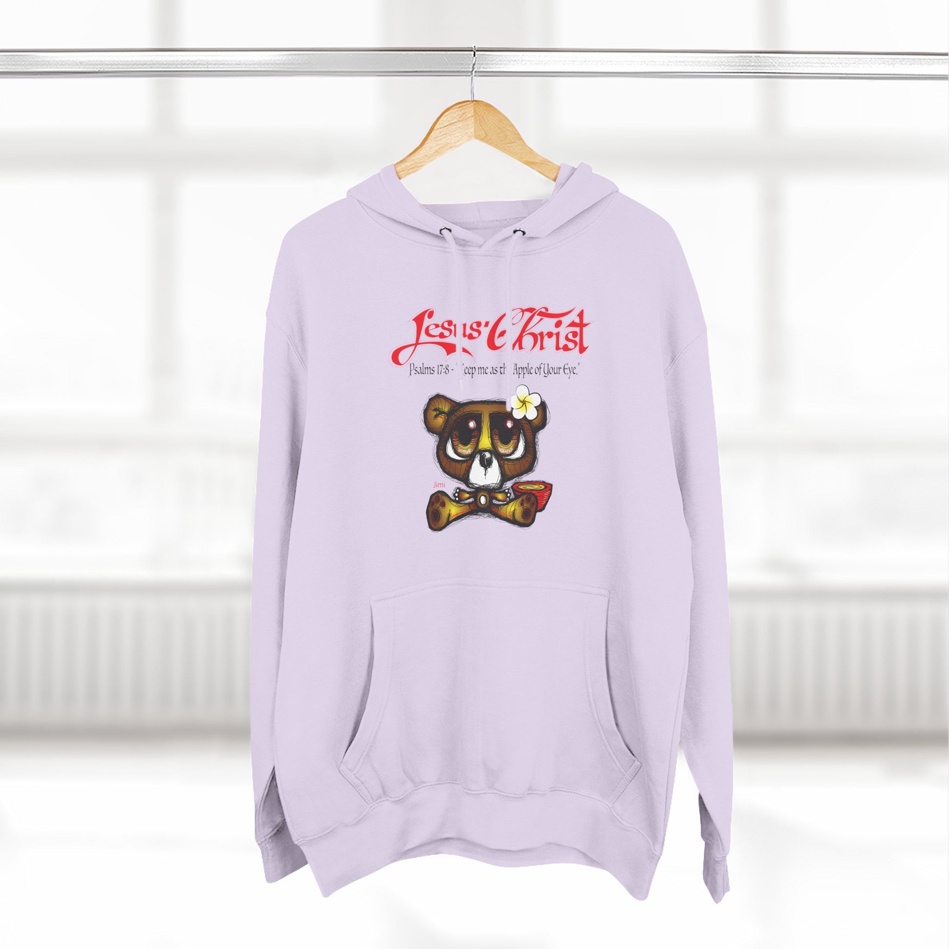 Christian Bear Hoodie – "Jesus Christ" Psalm 23 Inspirational Fleece Pullover