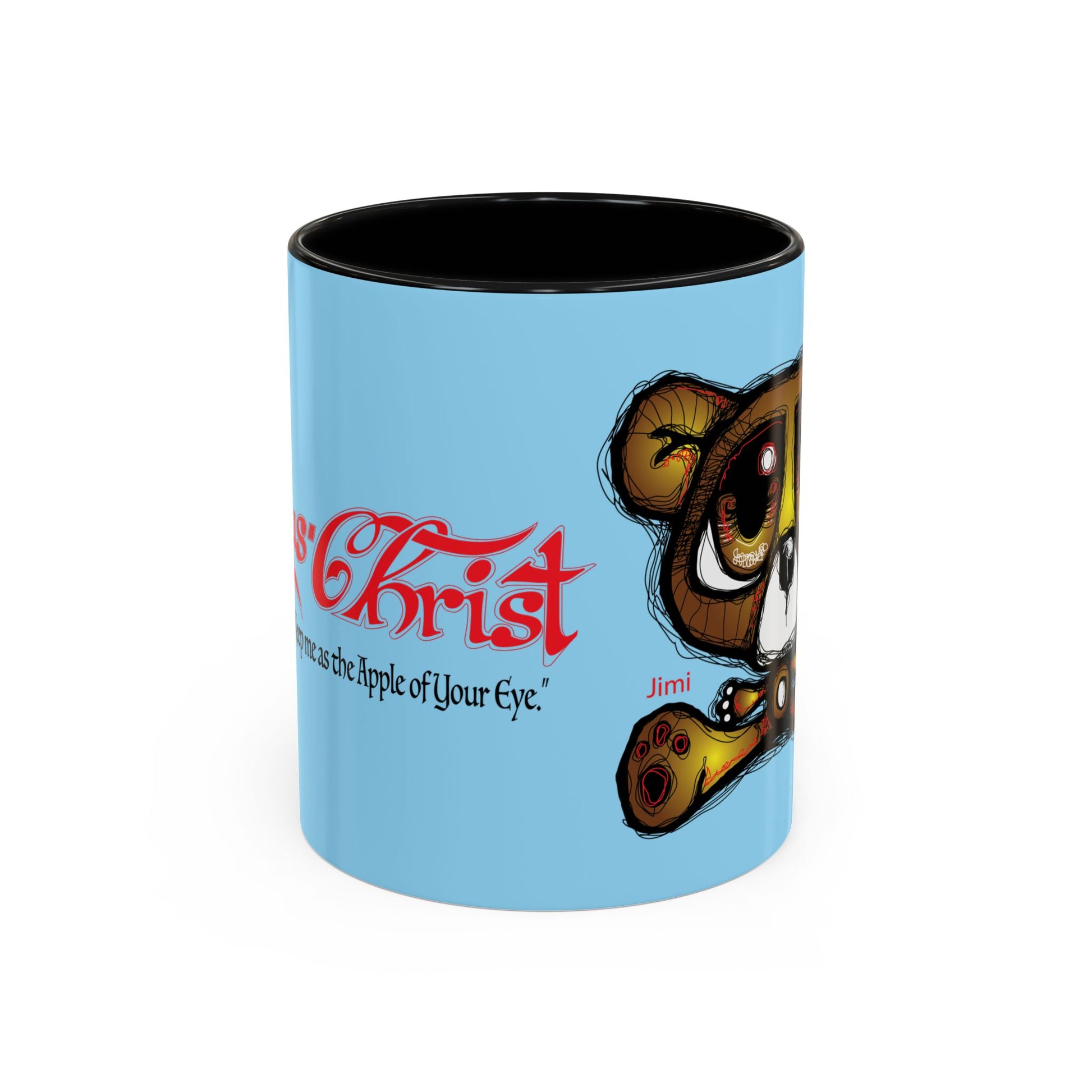 Coffee Mug — Cute Teddy Bear with Ukulele & 'Christ' Script Accent (11/15oz)